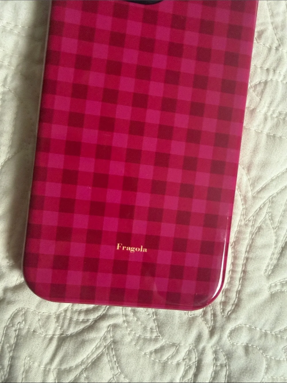 Fragola Hot Pink Plaid Phone Case with Glossy Finish